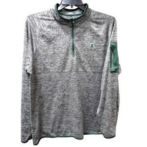 Michigan State Spartans Quarter Zip Pullover Gray‎ Long Sleeve Shirt